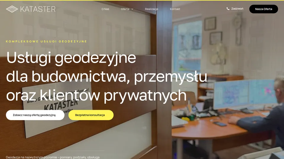 Strona internetowa biura geodezyjnego Kataster z Leszna — realizacja UNIVERSY